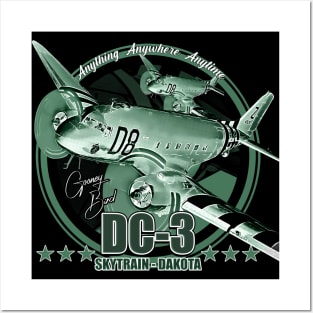 DC3 C47 Dakota Military Transport Aircraft Posters and Art